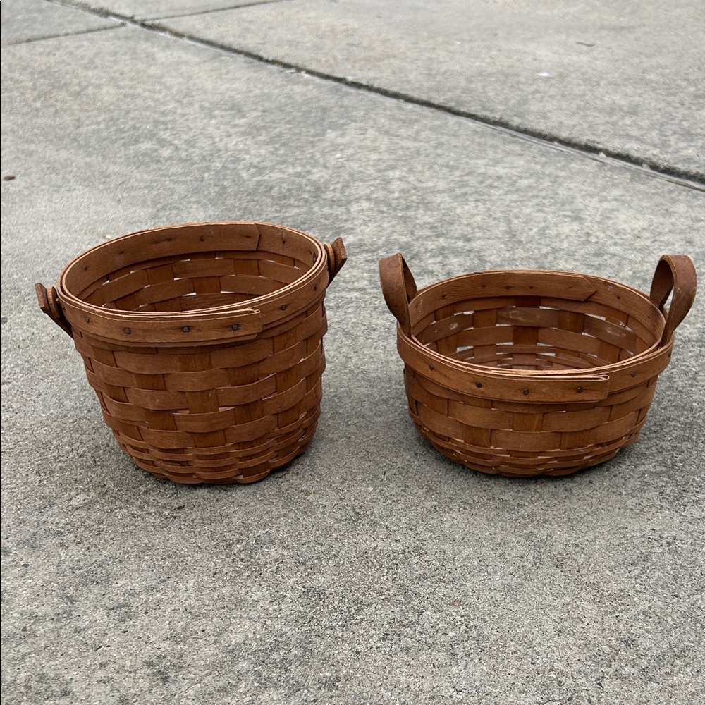 Longaberger Rustic Brown Woven Basket Pair